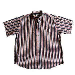 2/$18 SALE! Vtg‎ Basic Editions Button Up Shirt Mens L Vertical Striped 90s Y2K